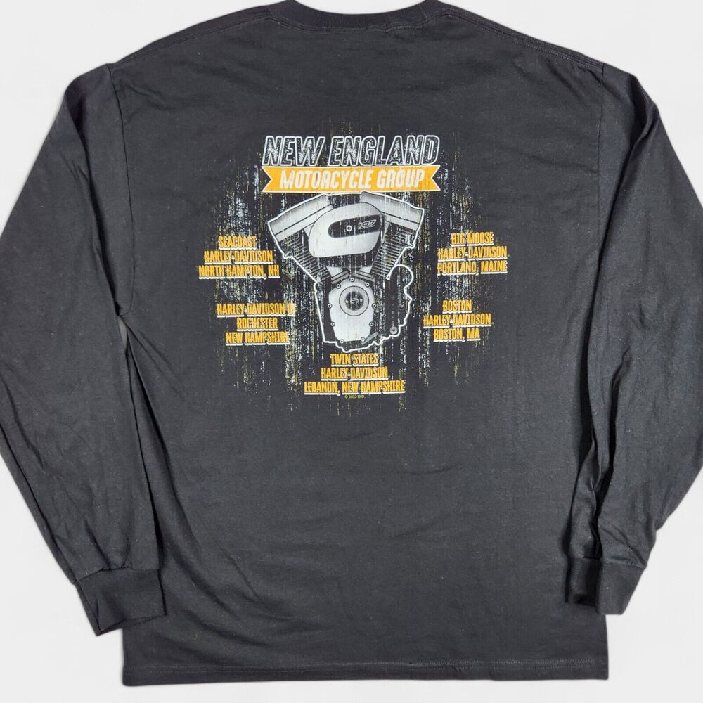 Harley Davidson New England Long Sleeve Shirt Mens Large Black